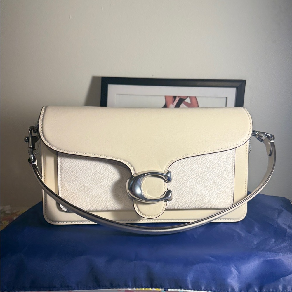 Coach Cream Shoulder Bag with Silver Hardware-the tabby bag